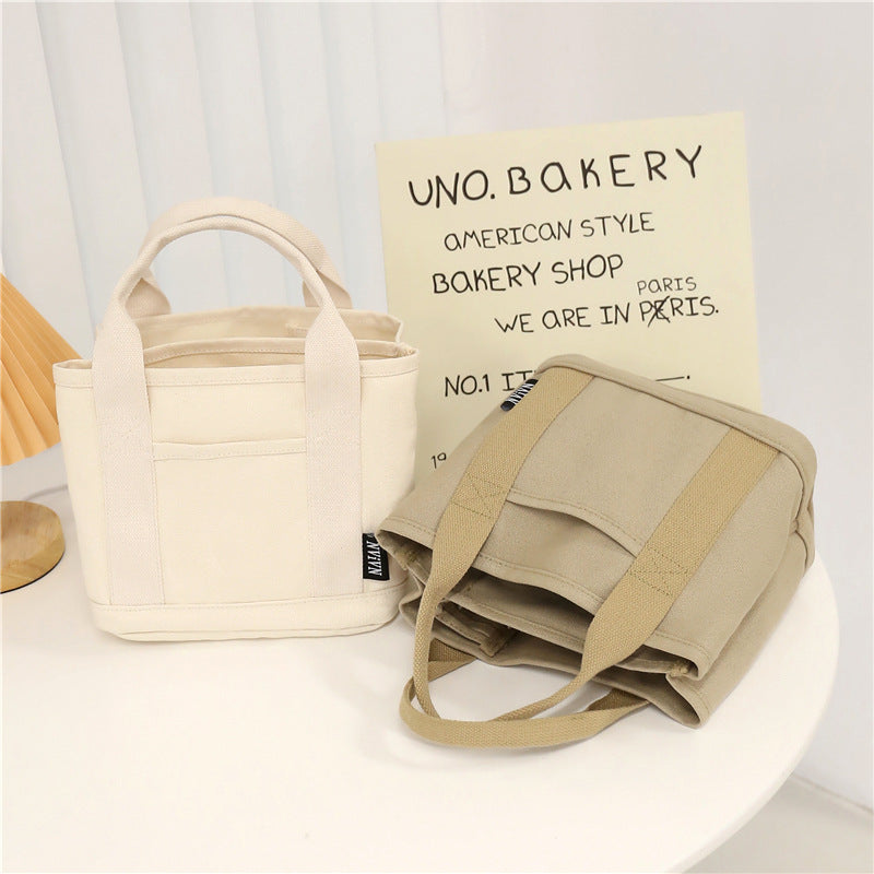 Canvas Lunch Bag Multi-Pocket Women Canvas Handbag Bento Pouch for School Office Canvas Lunch Bag Multi-Pocket Women Canvas Handbag Bento Pouch for School Office